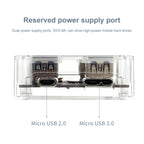 USB3.0 4 in 1 Multifunctional Desktop Square Transparent HUB, USB3.0