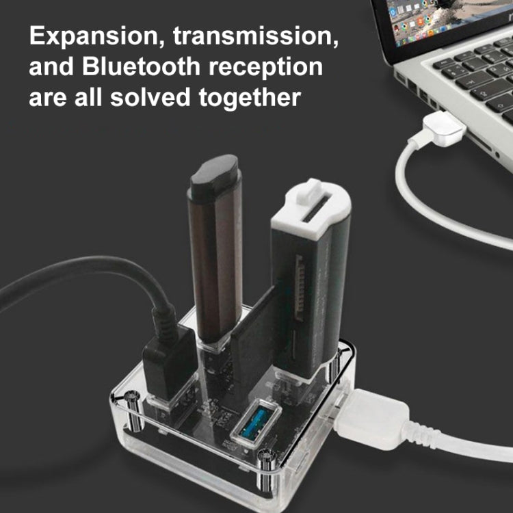 USB3.0 4 in 1 Multifunctional Desktop Square Transparent HUB, USB3.0