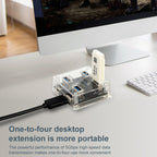 USB3.0 4 in 1 Multifunctional Desktop Square Transparent HUB, USB3.0
