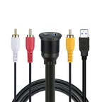 USB 3.0 Male + 3 RCA to USB 3.0 Female + 3.5mm Female Connector Car Adapter Cable, Length: 100cm, 100cm