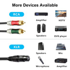 30cm Metal Head 3 Pin XLR CANNON Female to 2 RCA Male Audio Connector Adapter Cable for Microphone / Audio Equipment, 2 RCA Male