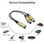 2055MFF-03 2 In1 XLR Male to Double Female Microphone Audio Cable, Length: 0.3m