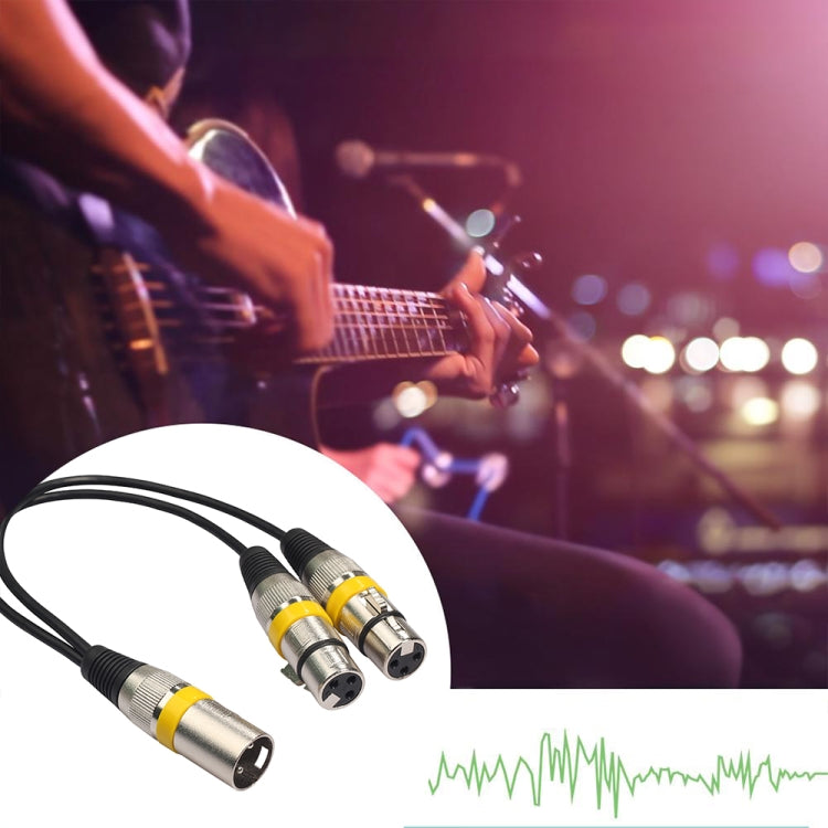 2055MFF-03 2 In1 XLR Male to Double Female Microphone Audio Cable, Length: 0.3m