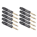 10 PCS TC202 6.35mm Gold-plated Mono Sound Welding Audio Adapter Plug
