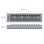 ORICO AT2U3-13AB-GY-BP 13 Ports USB 3.0 HUB with Individual Switches & Blue LED Indicator, US Plug, 13AB