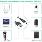 3A USB to 5.5 x 2.1mm DC Power Plug Cable, Length: 1m, USB to DC 5.5x2.1mm