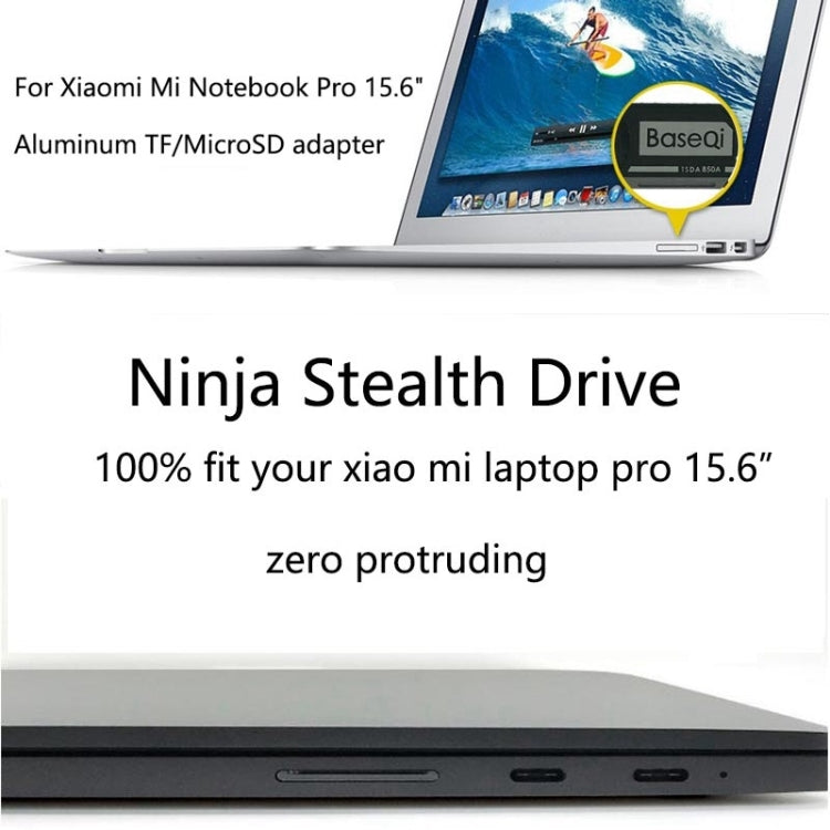 BASEQI Hidden Aluminum Alloy SD Card Case for Xiaomi Pro 15.6 inch MX150 Laptop, For Xiaomi Pro 15.6 inch MX150