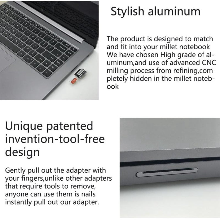 BASEQI Hidden Aluminum Alloy SD Card Case for Xiaomi Pro 15.6 inch GTX1060 Laptop, For Xiaomi Pro 15.6 inch GTX1060