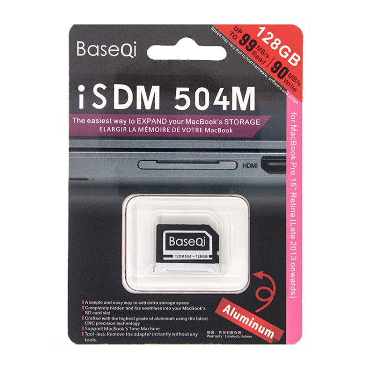 BASEQI 503MSV 128GB Aluminum Alloy Micro SD(TF) Memory Card for Macbook Pro Retina 15 inch (2012 - 2013 Early) Laptops, For Macbook Pro Retina 15(2012-2013 Early)