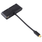 USB 2.0 + Audio Port + VGA + HDMI to USB-C / Type-C HUB Adapter, Black, White