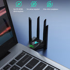 1300Mbps 5G Wireless Network Card Gigabit Dual Band Driver-free USB WiFi Receiver, 1300Mbps 5G