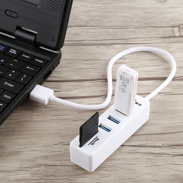 2 in 1 TF / SD Card Reader + 3 x USB 3.0 Ports to USB 3.0 HUB Converter, Cable Length: 26cm, USB 3.0 (Black), USB 3.0 (White)
