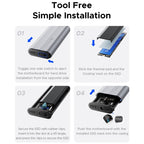ORICO AXM2-G2-V1-GY-BP M.2 NVMe SSD Enclosure with Silicone Protective Case & Type-C+USB Case, AXM2-G2-V1-GY-BP