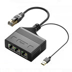Male RJ45 3 in 1 Gigabit Network Splitter Cable Ethernet Network Coupler, Male 3 in 1 Gigabit