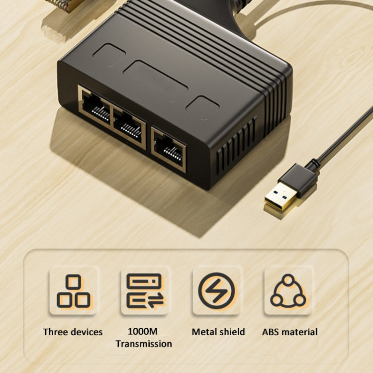 Male RJ45 3 in 1 Gigabit Network Splitter Cable Ethernet Network Coupler, Male 3 in 1 Gigabit