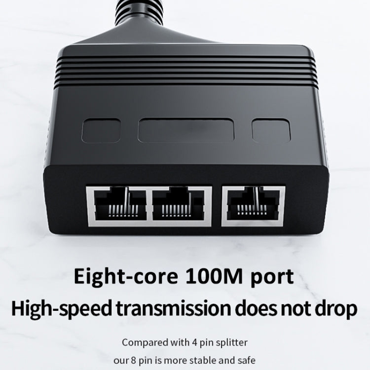 Male RJ45 3 in 1 100M Network Splitter Cable Ethernet Network Coupler, Male 3 in 1 100M