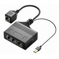 Female RJ45 3 in 1 100M Network Splitter Cable Ethernet Network Coupler, Female 3 in 1 100M