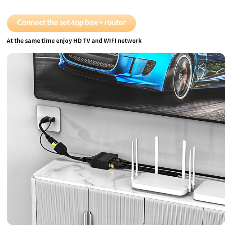 Female RJ45 3 in 1 100M Network Splitter Cable Ethernet Network Coupler, Female 3 in 1 100M