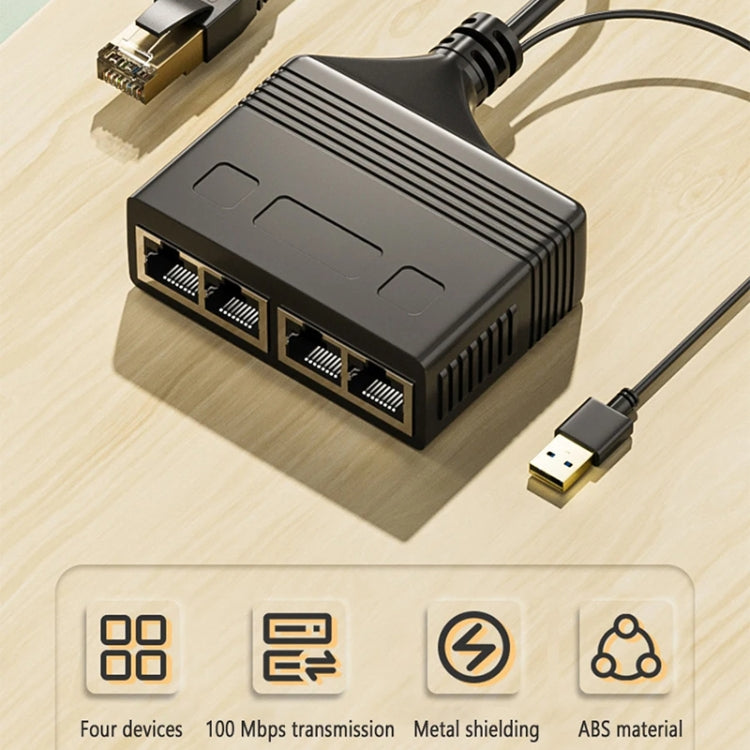 Female RJ45 4 in 1 100M Network Splitter Cable Ethernet Network Coupler, Female 4 in 1 100M