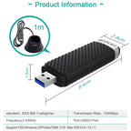 EDUP EP-AC1609 1200Mbps High Speed USB 3.0 WiFi Adapter Receiver Ethernet Adapter with 1m Extend Cable & Base, EP-AC1609 1200Mbps