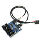 9 Pin USB Header Male 1 to 4 Female Extension Cable Card
