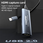 4K 30Hz HDMI to USB-C / Type-C HD Video Capture Card with Cable, HDMI to Type-C