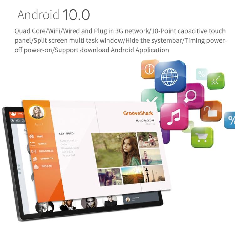 21.5 inch LCD Display Digital Photo Frame, 4GB+32GB, RK3399 up to 2.0GHz, Android 10, Support WiFi & Ethernet & BT