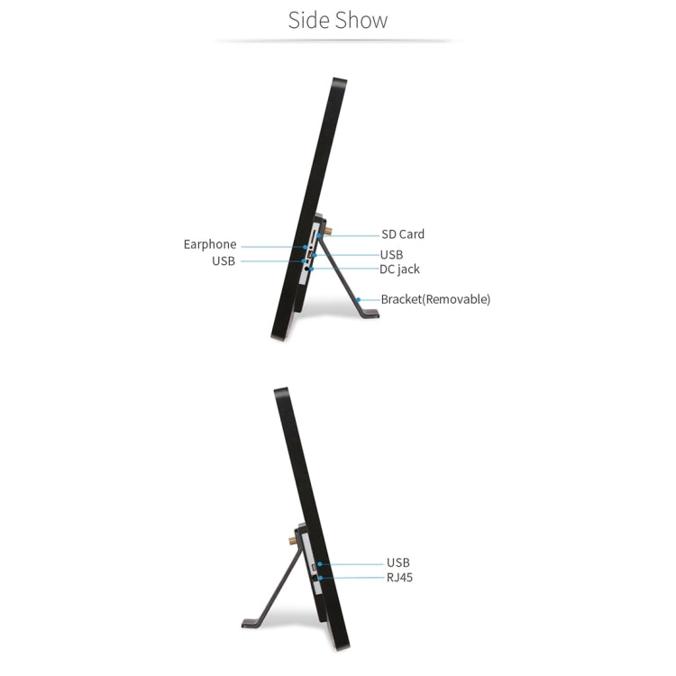 32 inch LCD Display Digital Photo Frame, RK3399 Dual-core A72 + Quad-core A53 up to 2.0GHz, Android 7.1, 2GB+16GB, Support WiFi & Ethernet & Bluetooth & SD Card & 3.5mm Jack