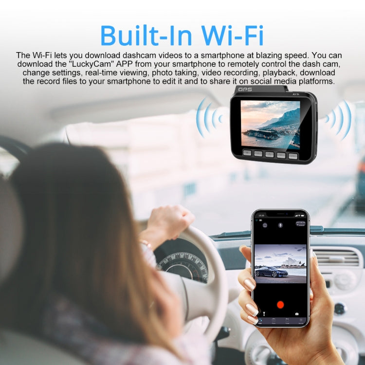 GS63H Car DVR Camera 2.4 inch LCD Screen HD 2880 x 2160P 150 Degree Wide Angle Viewing, Support Motion Detection / TF Card / G-Sensor / GPS / WiFi / HDMI, GS63H