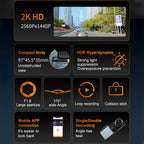 U06 2K Ultra HD Night Vision WiFi Car Driving Recorder Support Mobile APP, U06