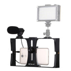 PULUZ 2 in 1 Live Broadcast Smartphone Video Rig + Microphone Kits for iPhone, Galaxy, Huawei, Xiaomi, HTC, LG, Google, and Other Smartphones, Vlogging Rig+Mic