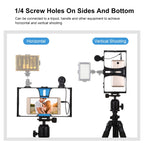 PULUZ 2 in 1 Live Broadcast Smartphone Video Rig + Microphone Kits for iPhone, Galaxy, Huawei, Xiaomi, HTC, LG, Google, and Other Smartphones, Vlogging Rig+Mic