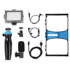PULUZ 4 in 1 Vlogging Live Broadcast LED Selfie Light Smartphone Video Rig Kits with Microphone + Tripod Mount + Cold Shoe Tripod Head for iPhone, Galaxy, Huawei, Xiaomi, HTC, LG, Google, and Other Smartphones, 4-in-1(Blue), 4 in 1, 4-in-1(US)         ...