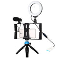 PULUZ 4 in 1 Vlogging Live Broadcast Smartphone Video Rig + 4.7 inch 12cm Ring LED Selfie Light Kits with Microphone + Tripod Mount + Cold Shoe Tripod Head for iPhone, Galaxy, Huawei, Xiaomi, HTC, LG, Google, and Other Smartphones, 4 in 1 Ring LED     ...