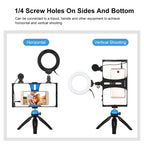 PULUZ 4 in 1 Vlogging Live Broadcast Smartphone Video Rig + 4.7 inch 12cm Ring LED Selfie Light Kits with Microphone + Tripod Mount + Cold Shoe Tripod Head for iPhone, Galaxy, Huawei, Xiaomi, HTC, LG, Google, and Other Smartphones, 4 in 1 Ring LED     ...