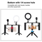 PULUZ 4 in 1 Vlogging Live Broadcast 4.7 inch 12cm Ring LED Selfie Light Smartphone Video Rig Handle Stabilizer Aluminum Bracket Kits with Microphone + Tripod Mount + Cold Shoe Tripod Head, Ring LED Aluminum Bracket Kits