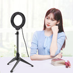 PULUZ 4.7 inch 12cm USB 3 Modes Dimmable LED Ring Vlogging Photography Video Lights + Desktop Tripod Holder with Cold Shoe Tripod Ball Head, Tripod Stand + Ring LED