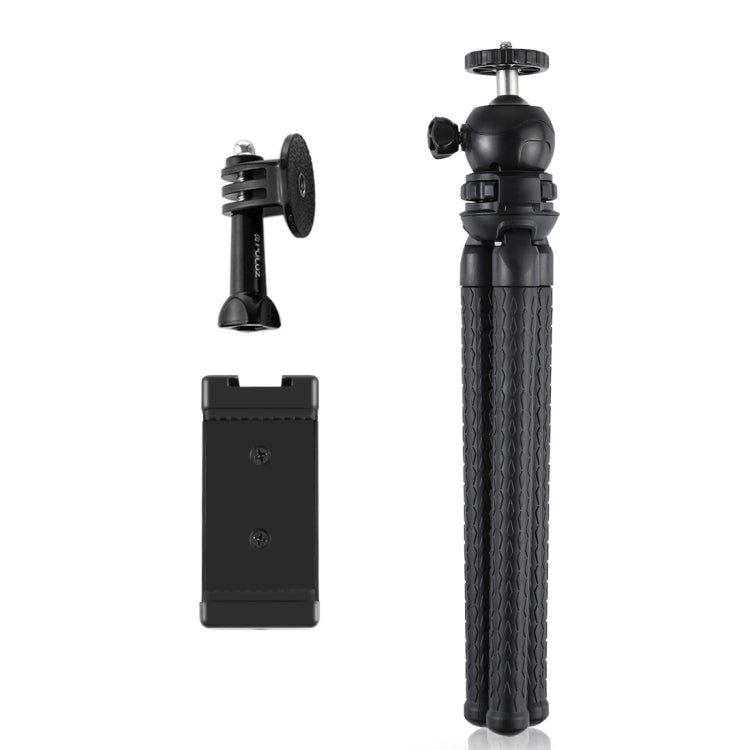 PULUZ Mini Octopus Flexible Tripod Holder with Ball Head & Phone Clamp + Tripod Mount Adapter & Long Screw for SLR Cameras, DJI, Insta360, GoPro and Other Action Cameras, Cellphone, Size: 30cmx5cm, 30cm Tripod + Phone Clamp