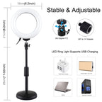 PULUZ 6.2 inch 16cm USB 10 Modes 8 Colors RGBW Dimmable LED Ring Vlogging Photography Video Lights + Round Base Desktop Mount with Cold Shoe Tripod Ball Head, 6.2 inch RGBW+Desktop Mount