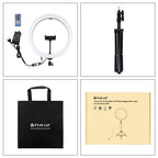 PULUZ 11.8 inch 30cm RGB Light 1.1m Tripod Mount Dimmable LED Ring Vlogging Selfie Photography Video Lights Live Broadcast Kits with Cold Shoe Tripod Ball Head & Phone Clamp, 12 inch RGB+Tripod(EU)