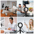 PULUZ 4.7 inch 12cm USB 3 Modes Dimmable LED Ring Vlogging Photography Video Lights + Pocket Tripod Mount Kit with Cold Shoe Tripod Ball Head, 4.7 inch Light+Pocket Tripod