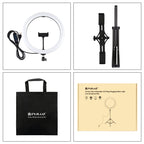 PULUZ 11.8 inch 30cm Light + 1.65m Tripod + Dual Phone Bracket Curved Surface USB 3 Modes Dimmable Dual Color Temperature LED Ring Vlogging Video Light  Live Broadcast Kits with Phone Clamp, 11.8 inch+1.65m Tripod+Dual Bracket