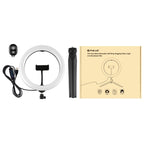 PULUZ 10.2 inch 26cm Light + Desktop Tripod Mount USB 3 Modes Dimmable Dual Color Temperature LED Curved Diffuse Light Ring Vlogging Selfie Photography Video Lights with Phone Clamp, 10.2 inch Curved+Tripod