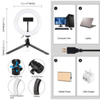 PULUZ 7.9 inch 20cm Light + Desktop Tripod Mount USB 3 Modes Dimmable Dual Color Temperature LED Curved Light Ring Vlogging Selfie Beauty Photography Video Lights with Phone Clamp, 7.9 inch+Tripod