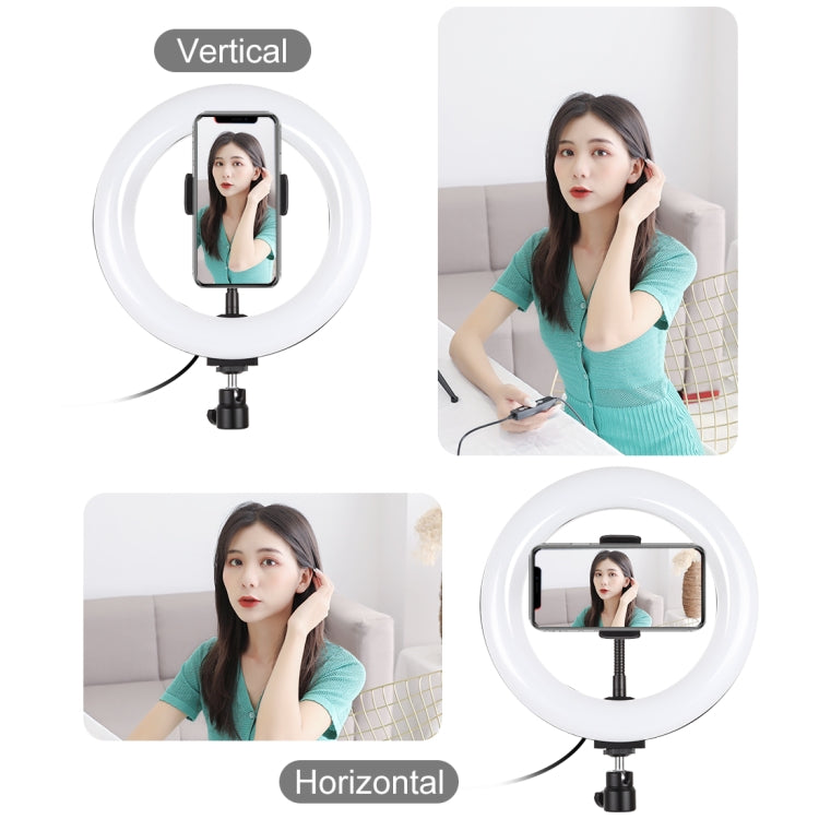 PULUZ 7.9 inch 20cm Light + Desktop Tripod Mount USB 3 Modes Dimmable Dual Color Temperature LED Curved Light Ring Vlogging Selfie Beauty Photography Video Lights with Phone Clamp, 7.9 inch+Tripod
