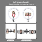 PULUZ 11.8 inch 30cm RGBW Light + 1.65m Mount + Dual Phone Brackets Curved Surface RGBW Dimmable LED Ring Selfie Vlogging Light  Live Broadcast Kits with Cold Shoe Tripod Adapter & Phone Clamp & Remote Control, 11.8 inch RGBW+1.65m Tripod+Dual Bracket