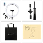 PULUZ 11.8 inch 30cm RGBW Light + 1.65m Mount + Dual Phone Brackets Curved Surface RGBW Dimmable LED Ring Selfie Vlogging Light  Live Broadcast Kits with Cold Shoe Tripod Adapter & Phone Clamp & Remote Control, 11.8 inch RGBW+1.65m Tripod+Dual Bracket