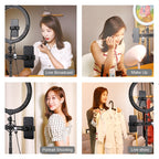 PULUZ 11.8 inch 30cm RGBW Light + 1.65m Mount + Dual Phone Brackets Curved Surface RGBW Dimmable LED Ring Selfie Vlogging Light  Live Broadcast Kits with Cold Shoe Tripod Adapter & Phone Clamp & Remote Control, 11.8 inch RGBW+1.65m Tripod+Dual Bracket