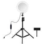 PULUZ 7.9 inch 20cm Mirror Light+ 1.1m Tripod Mount USB 3 Modes Dimmable Dual Color Temperature LED Curved Light Ring Vlogging Selfie Photography Video Lights with Mirror & Phone Clamp, 7.9 inch Mirror Light + 1.1m Mount