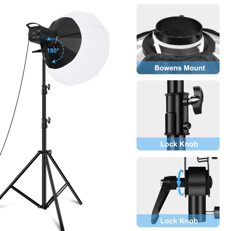 PULUZ 220V 120W Studio Video Light + 2.8m Light Holder + 65cm Foldable Lantern Softbox Photography Kit, 120W 2700K-6500K Light 2.8m Light Holder Kit AU Plug, 120W 2700K-6500K Light 2.8m Light Holder Kit EU Plug                                          ...